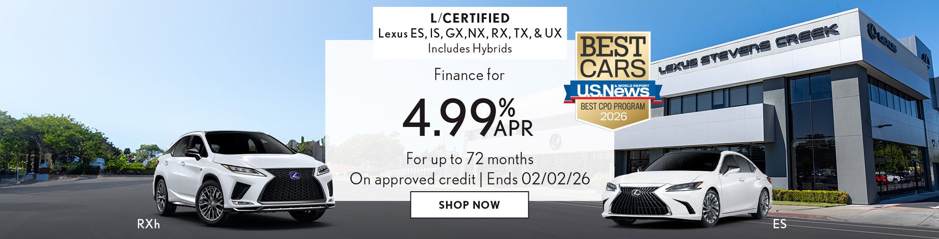 Finance a Certified Lexus for 4.99% for 72 mos