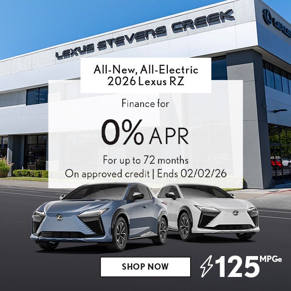 Finance a new 2026 Lexus RZ for 0% APR for 72 mos