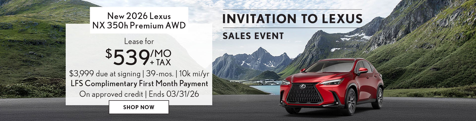 Lease a NX350h for $539/mo + tax