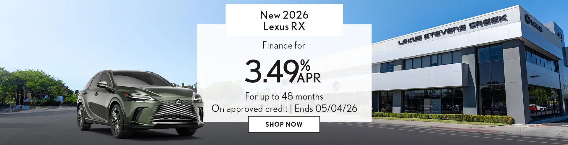 Finance a new 2026 Lexus RX for 3.49% for 48 months