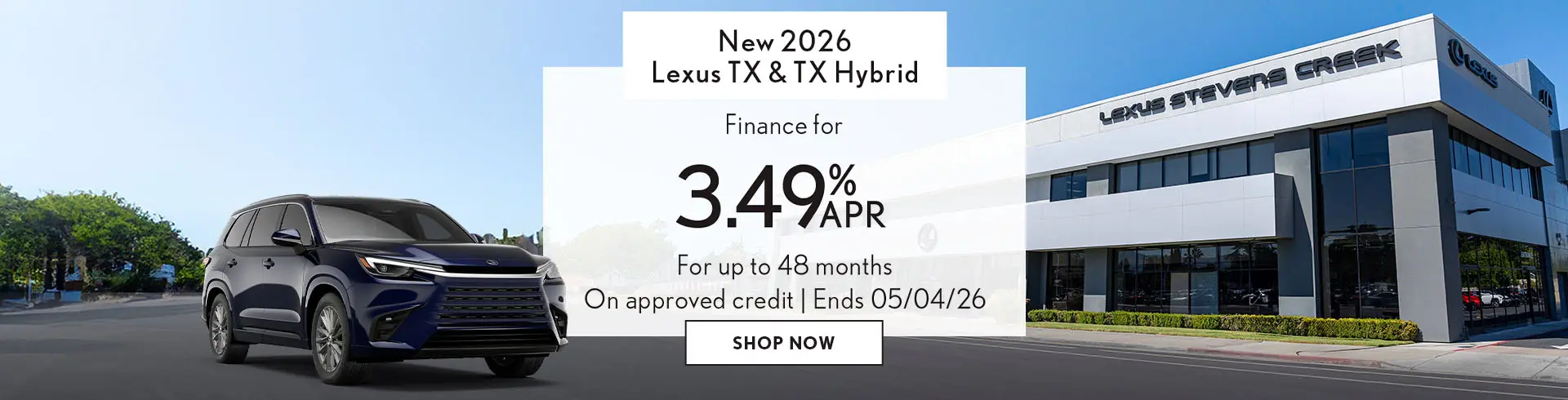 Finance a new 2026 Lexus TX or TX Hybrid for 3.49% for 48 mo