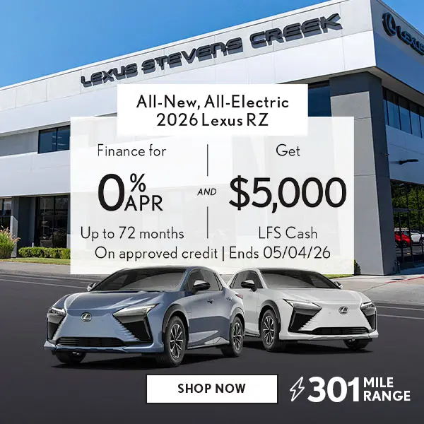 Finance a new 2026 Lexus RZ for 0% APR for 72 mos