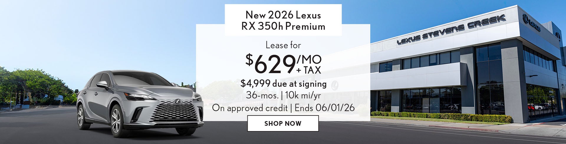 Lease a Lexus RX 350h Premium for $629/mo + tax