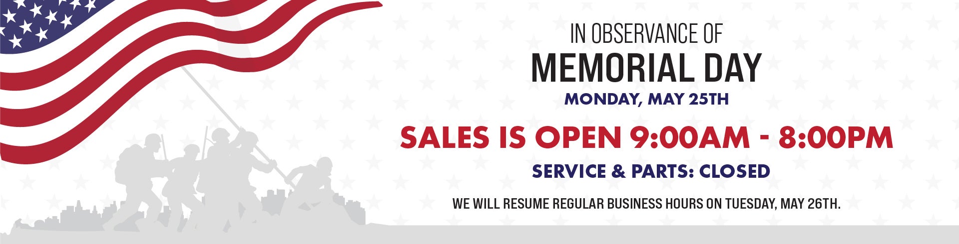 Memorial Day Hours