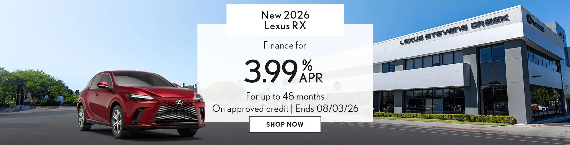 Finance a new 2026 RX for 3.99% APR up to 48 mos