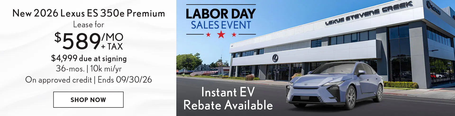 Lease a new ES 350e Premium for $589/mo + tax